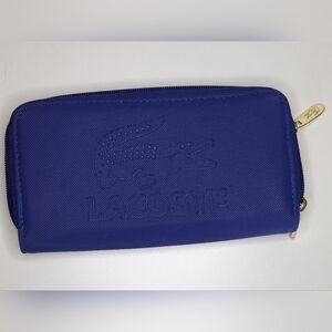Lacoste Women's Long Navy Blue Zip Around Wallet